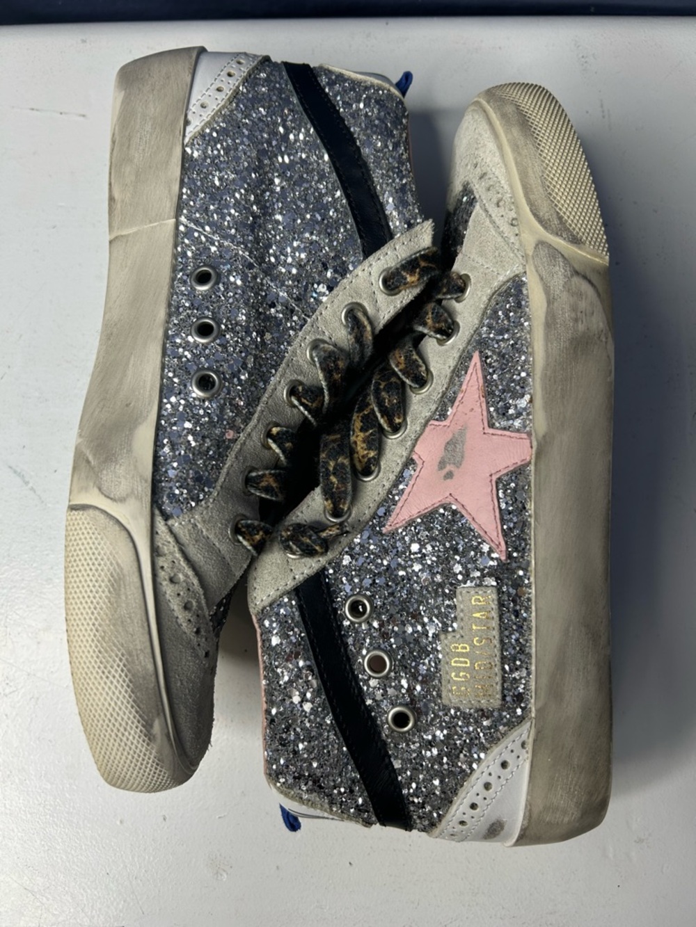 RARE Golden Goose Mid Star Glitter Upper MidTop Sneakers Size 37 EU/ 7 US Womens - Picture 6 of 9